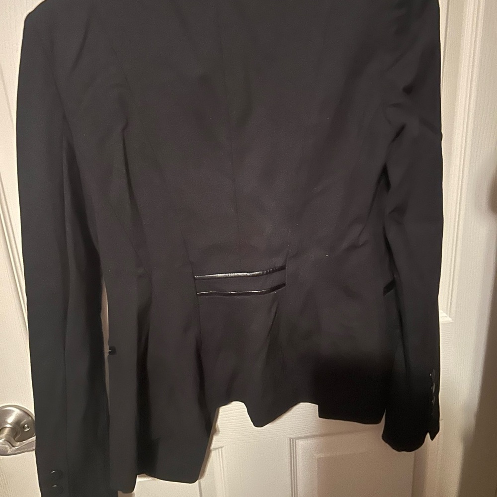 White House Black Market Black Blazer with Leather Trim - Picture 4 of 4